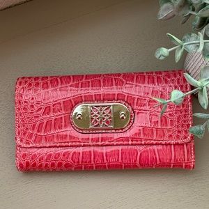 Pink EUC!! George Gg Croc Flap pink wallet